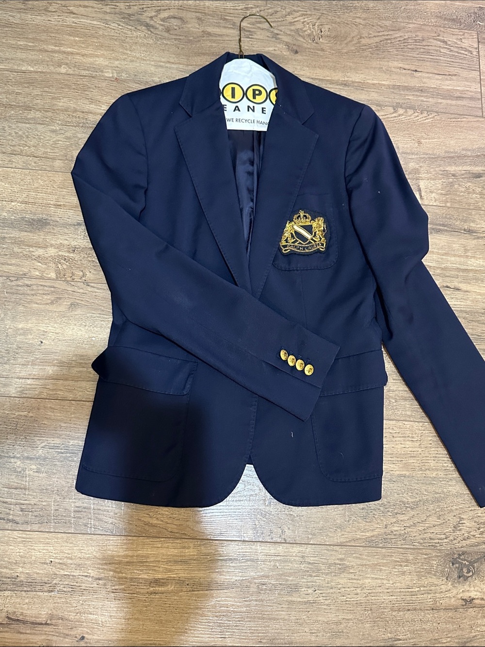 Ralph Lauren Navy Blazer with Gold Crest Emblem